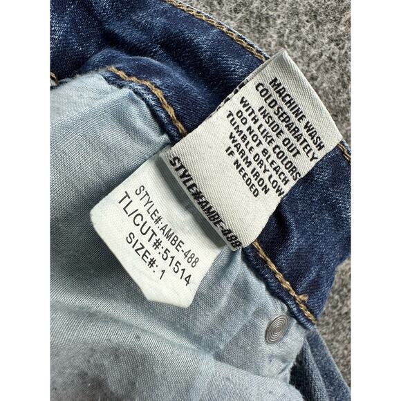 Ashley Mason Blue Floral Distressed Denim Skinny Jeans Junior's Size 1 - Picture 11 of 11